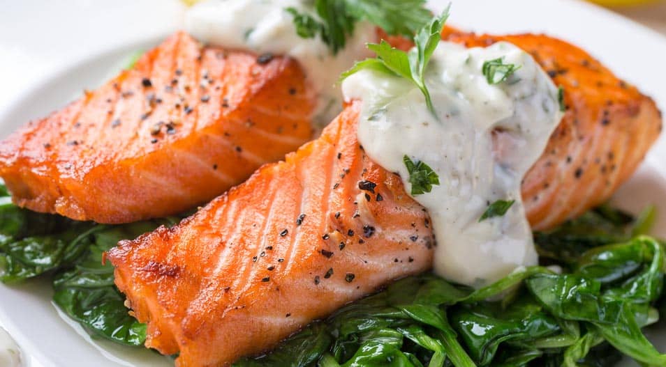 Salmon Steak with Cream Sauce